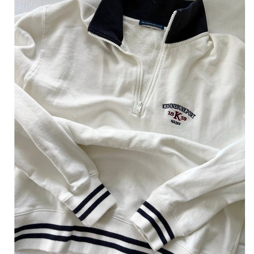 Brandy Melville Missy Kennebunkport 1/4 Zip Sweatshirt OS Oversized - Picture 3 of 7